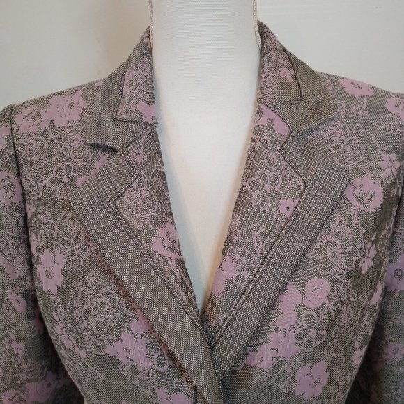 Woman's Lourdes Chavez Lavender and Gray Floral Wool Blazer- Size 8 - Picture 3 of 12